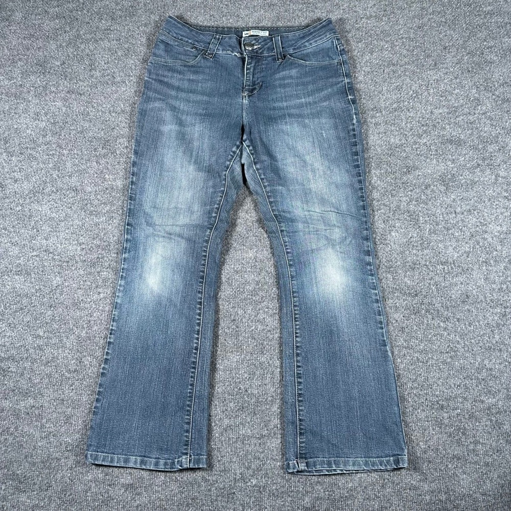 Lee Jeans Womens Size 10 Medium Wash Perfect Fit Bootcut Flap Pocket Denim